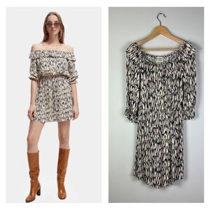 Scotch & Soda Off-Shoulder Frilled Smock Mini Dress Size M Comfortable Pull On